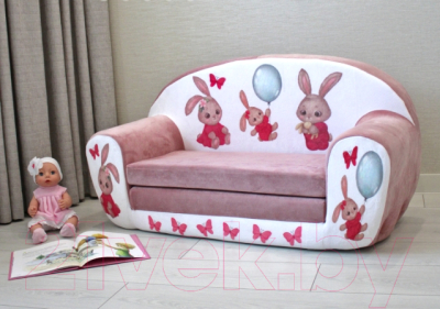 Диван детский SunRain Классик Зайцы (пудровый)