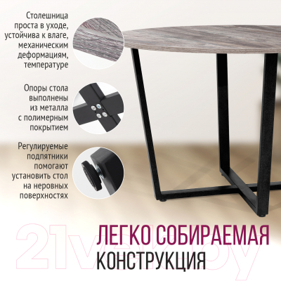 Обеденный стол Millwood Лофт Орлеан Л18 D120