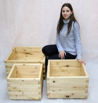 Грядка модульная КомфортПром Натуральная H35x65x65см