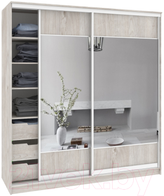 Шкаф-купе Кортекс-мебель Сенатор ШК12 Геометрия ДСП с зеркалом (дуб монтерей) - фото