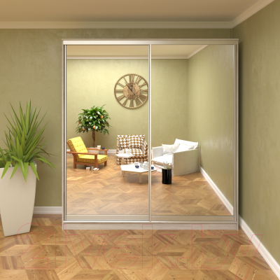 Шкаф-купе Кортекс-мебель Сенатор ШК12 Классика с зеркалом (дуб монтерей)