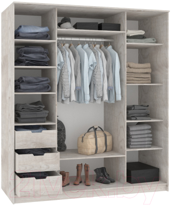 Шкаф-купе Кортекс-мебель Сенатор ШК12 Классика с зеркалом (дуб монтерей)