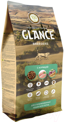 Сухой корм для кошек Glance Для взрослых стерилизованных кошек с курицей - фото