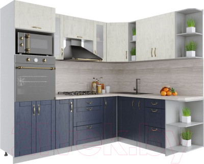Готовая кухня Интерлиния Мила Крафт 1.88x2.4 правая - фото