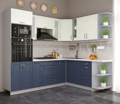 Готовая кухня Интерлиния Мила Крафт 1.88x2.4 правая