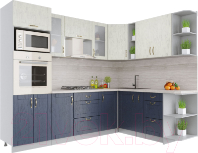 Готовая кухня Интерлиния Мила Крафт 1.88x2.6 правая - фото