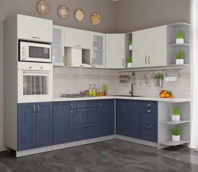 Готовая кухня Интерлиния Мила Крафт 1.88x2.6 правая