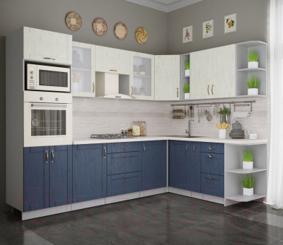 Готовая кухня Интерлиния Мила Крафт 1.88x2.8 правая