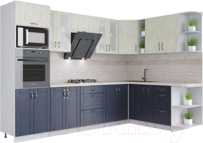 Готовая кухня Интерлиния Мила Крафт 1.88x3.0 правая - фото