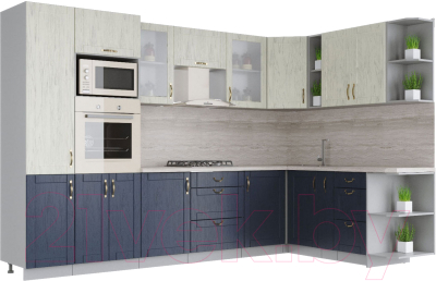 Готовая кухня Интерлиния Мила Крафт 1.88x3.2 правая - фото