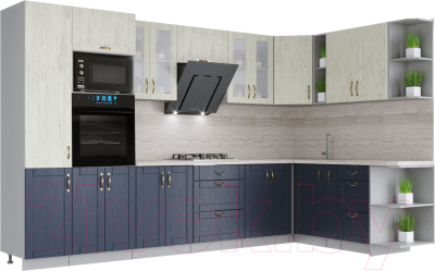 Готовая кухня Интерлиния Мила Крафт 1.88x3.4 правая - фото