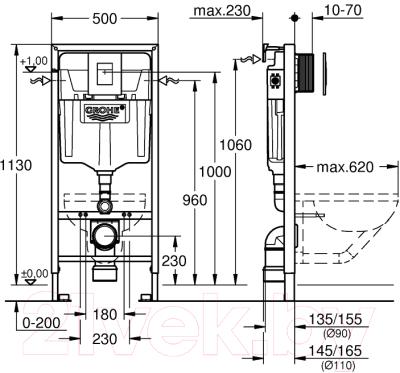 Унитаз подвесной с инсталляцией Ceramica Nova Rimless CN3001 + 38772001