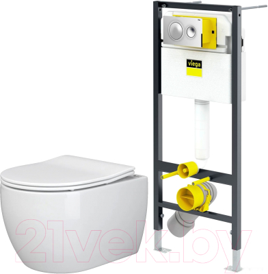 Унитаз подвесной с инсталляцией Ceramica Nova Rimless CN3001 + 792855 - фото