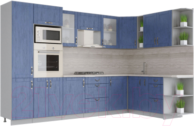 Готовая кухня Интерлиния Мила Крафт 1.88x3.2 правая - фото