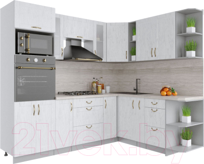 Готовая кухня Интерлиния Мила Крафт 1.88x2.4 правая - фото