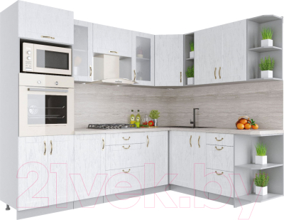 Готовая кухня Интерлиния Мила Крафт 1.88x2.6 правая - фото