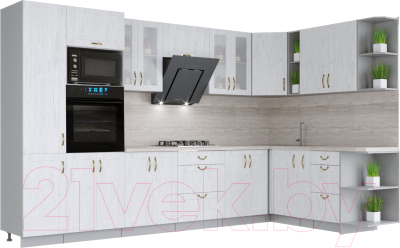 Готовая кухня Интерлиния Мила Крафт 1.88x3.4 правая - фото