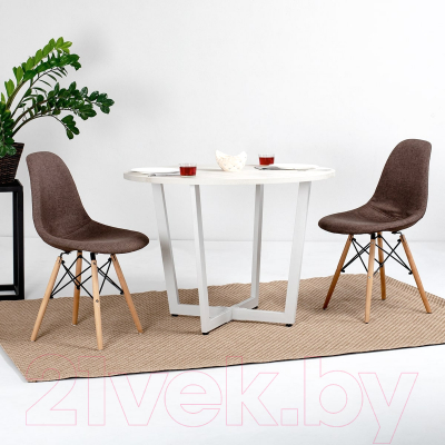 Обеденный стол Millwood Лофт Орлеан Л18 D100 (дуб белый Craft/металл белый)