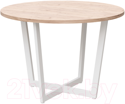 Обеденный стол Millwood Лофт Орлеан Л18 D110 (дуб золотой Craft/металл белый) - фото