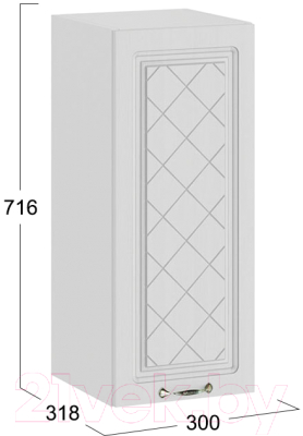 Шкаф навесной для кухни ТриЯ Бьянка 1В3 (белый/дуб белый)