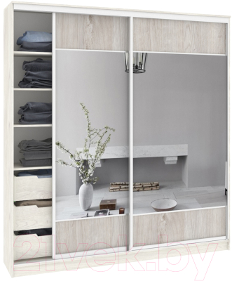 Шкаф-купе Кортекс-мебель Сенатор ШК12-45 Геометрия ДСП с зеркалом - фото