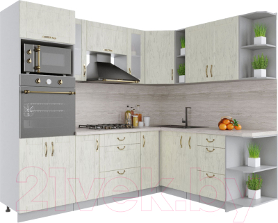 Готовая кухня Интерлиния Мила Крафт 1.88x2.4 правая - фото