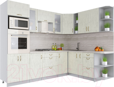 Готовая кухня Интерлиния Мила Крафт 1.88x2.6 правая - фото
