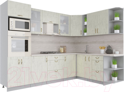 Готовая кухня Интерлиния Мила Крафт 1.88x2.8 правая - фото
