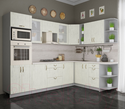 Готовая кухня Интерлиния Мила Крафт 1.88x2.8 правая