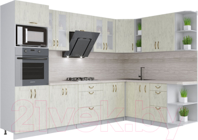 Готовая кухня Интерлиния Мила Крафт 1.88x3.0 правая - фото