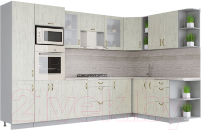 Готовая кухня Интерлиния Мила Крафт 1.88x3.2 правая - фото