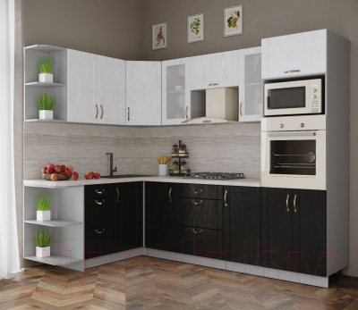 Готовая кухня Интерлиния Мила Крафт 1.68x2.6 левая