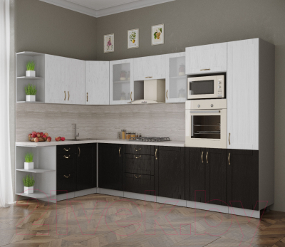 Готовая кухня Интерлиния Мила Крафт 1.68x3.2 левая