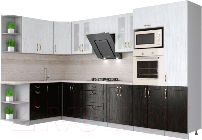 Готовая кухня Интерлиния Мила Крафт 1.68x3.4 левая - фото