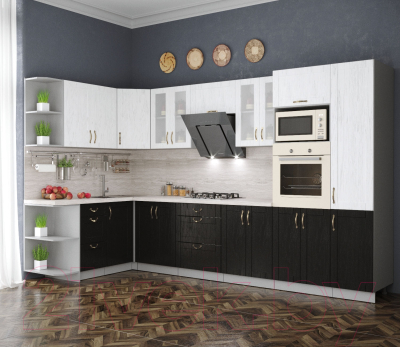 Готовая кухня Интерлиния Мила Крафт 1.68x3.4 левая