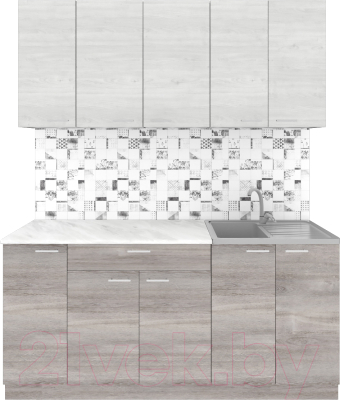 Кухонный гарнитур Агута Альфа 1.7 (дуб пепельный/скандинавское дерево/опал светлый) - фото
