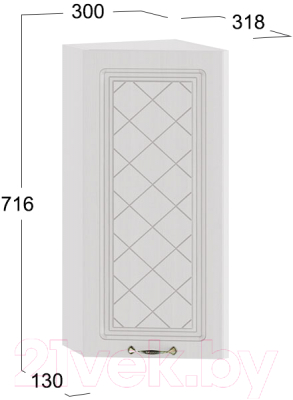 Шкаф навесной для кухни ТриЯ Бьянка 1В3Т (белый/дуб белый)