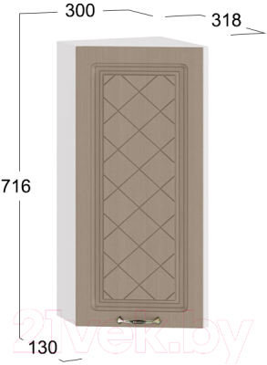 Шкаф навесной для кухни ТриЯ Бьянка 1В3Т (белый/дуб кофе)