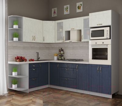 Готовая кухня Интерлиния Мила Крафт 1.68x2.6 левая