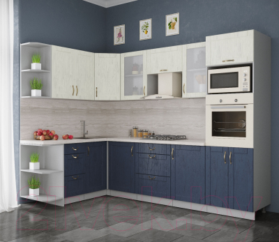 Готовая кухня Интерлиния Мила Крафт 1.68x2.8 левая