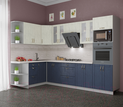 Готовая кухня Интерлиния Мила Крафт 1.68x3.0 левая