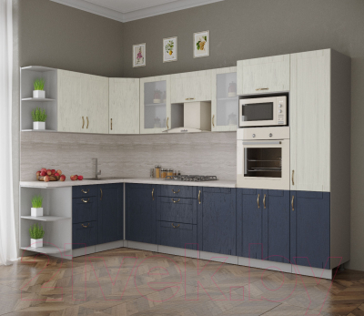 Готовая кухня Интерлиния Мила Крафт 1.68x3.2 левая