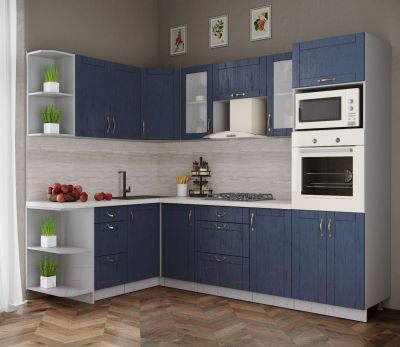 Готовая кухня Интерлиния Мила Крафт 1.68x2.6 левая