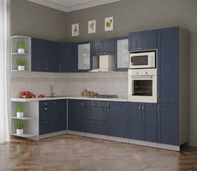 Готовая кухня Интерлиния Мила Крафт 1.68x3.2 левая