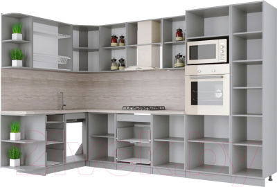 Готовая кухня Интерлиния Мила Крафт 1.68x3.2 левая