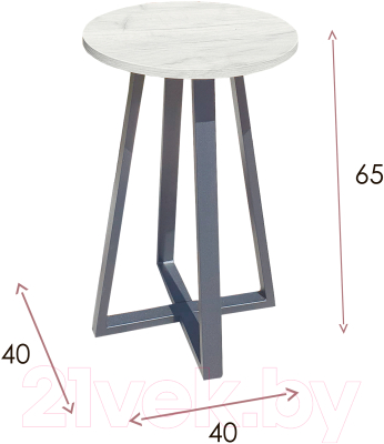 Журнальный столик Millwood Лофт CT-4 Л (дуб белый Craft/металл черный)