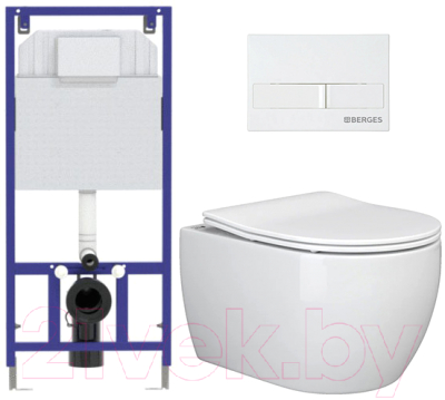 Унитаз подвесной с инсталляцией Ceramica Nova Rimless CN3001 + 040000 + L1 040011 - фото