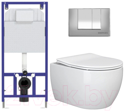 Унитаз подвесной с инсталляцией Ceramica Nova Rimless CN3001 + 040000 + S3 040043 - фото