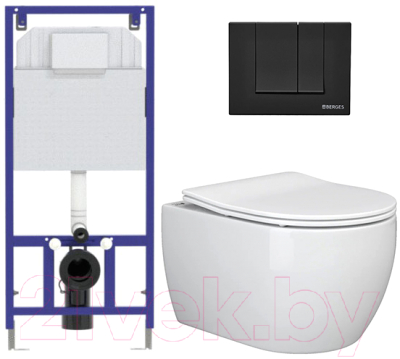 Унитаз подвесной с инсталляцией Ceramica Nova Rimless CN3001 + 040000 + S5 040045 - фото