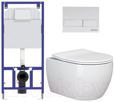 Унитаз подвесной с инсталляцией Ceramica Nova Rimless CN3001 + 040000 + L4 040014 - фото